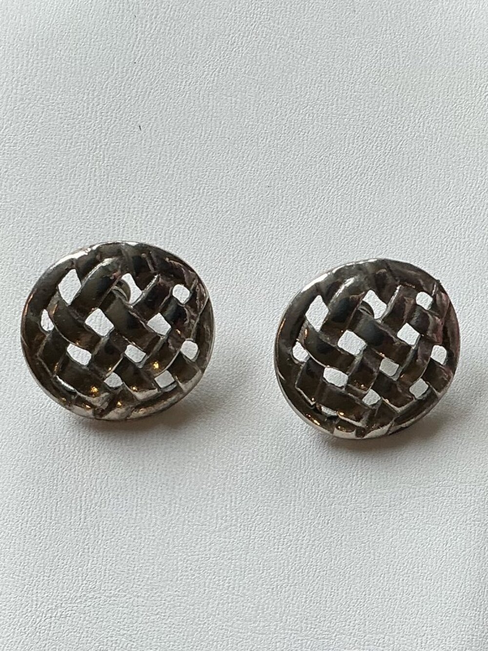 Sterling Silver Basket Weave/Lattice Design Earrings